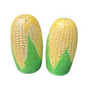 Vintage Japan Corn Salt & Pepper Shakers Shucked Ear Majolica Style